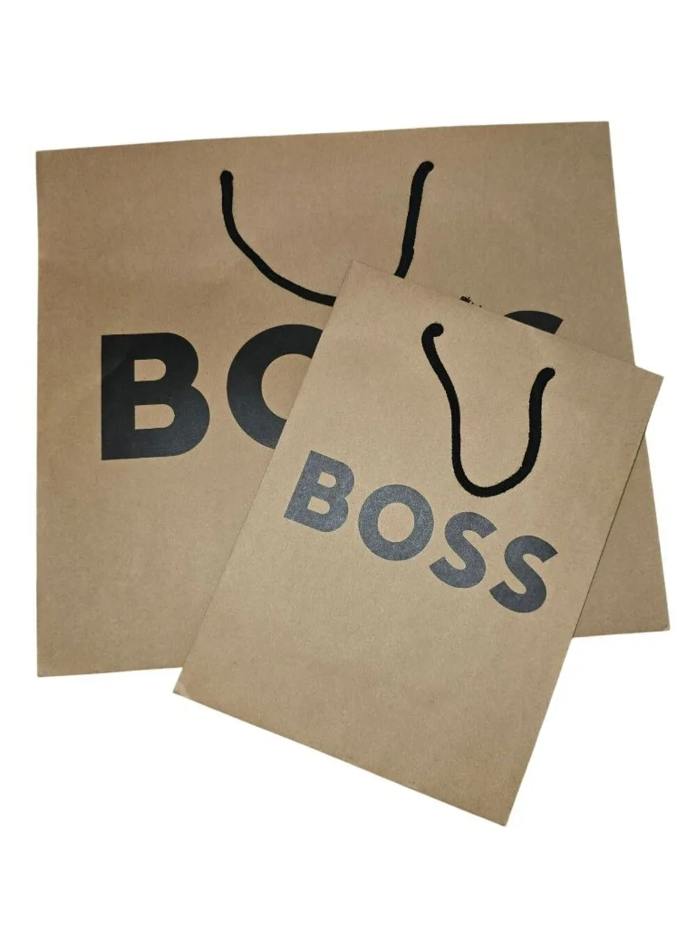Boss Branded Kraft Paper Shopping Bags Set of 2 Reusable Totes Gift Bags VR9017